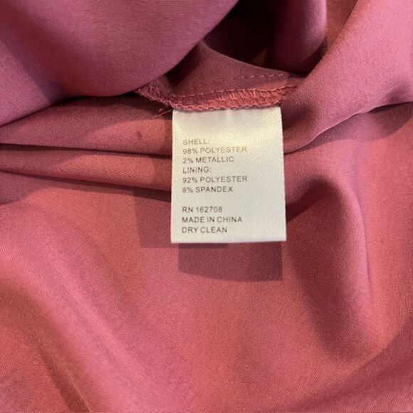 LDT Peplum Waist Gown Deep Rose Pink Chiffon with Metallic Bling Zip Back Size 8 - Picture 8 of 13